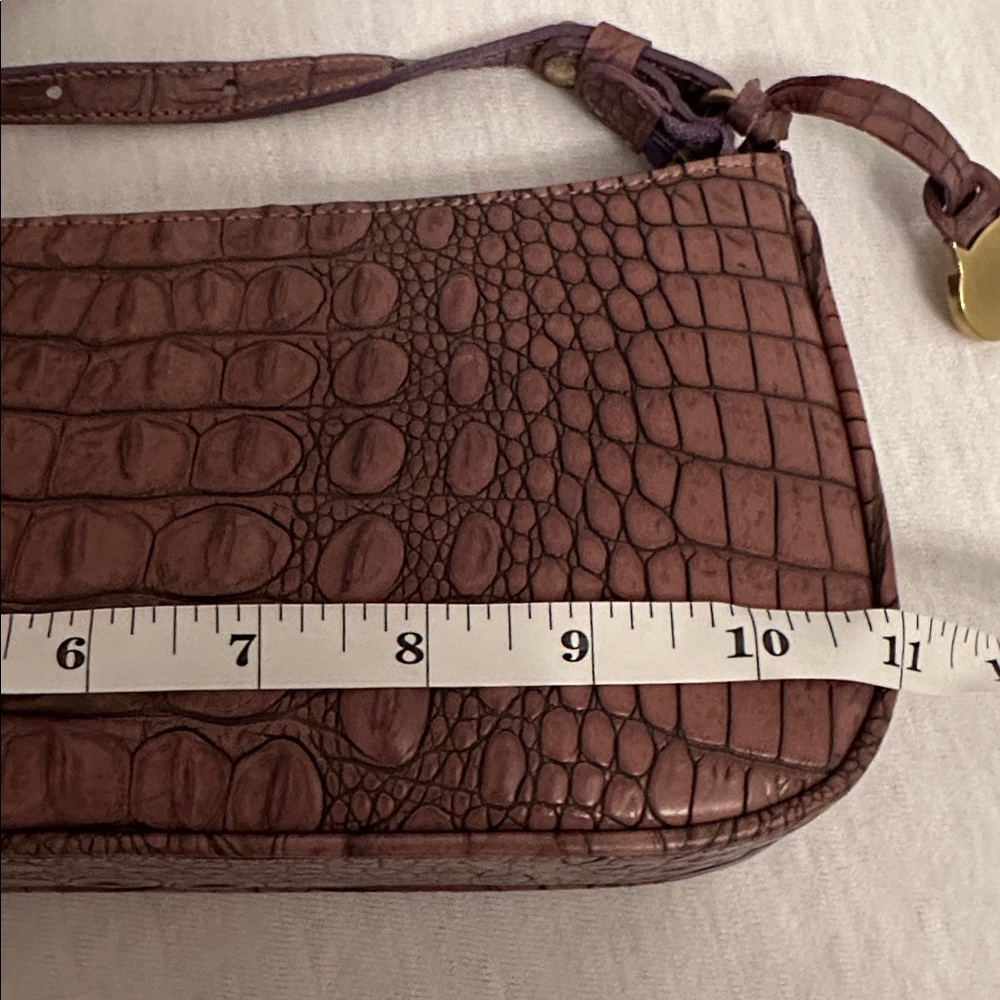 Vintage Brahmin Y2K Croc Embossed Leather Handbag Shoulder Mini Bag w/ Dust Bag - Picture 7 of 16